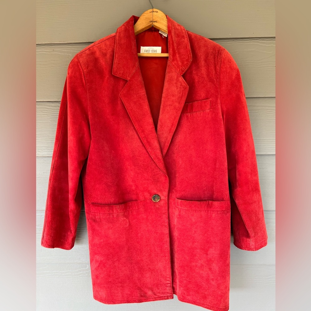 VINTAGE Liz Claiborne First Issue Red Suede Blazer. Size M (a very generous M).